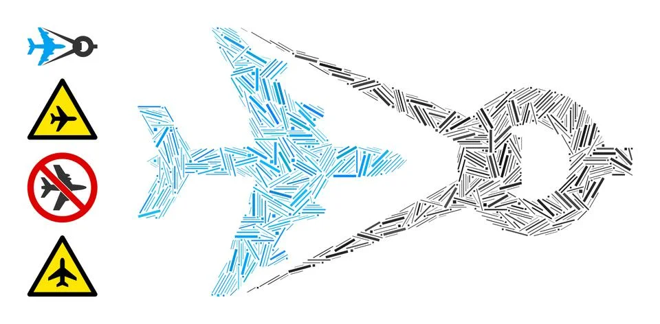 Linear Airplane Project Icon Vector Mosaic Stock Illustration