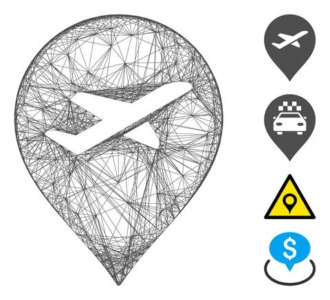 Linear Airport Marker Vector Mesh Stock Illustration