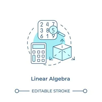 Linear algebra soft blue concept icon Stock Illustration