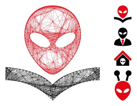 Linear Alien Knowledge Book Vector Mesh Stock Illustration