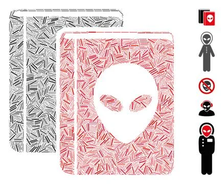 Linear Alien Library Icon Vector Mosaic 스톡 일러스트