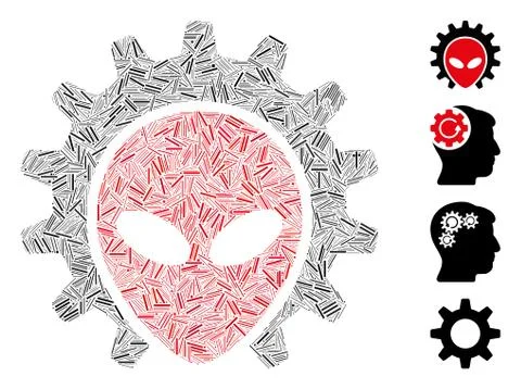 Linear Alien Technology Icon Vector Mosaic 스톡 일러스트