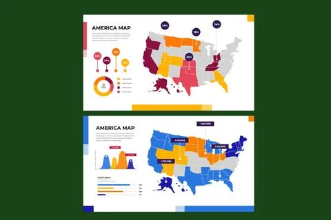 Linear america map infographic Stock Illustration