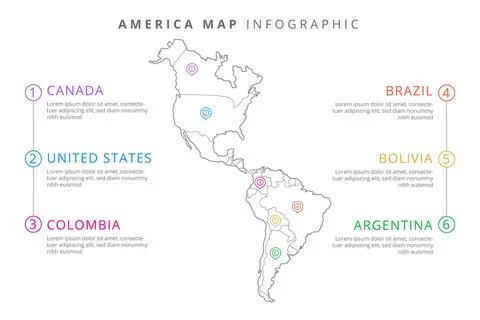 Linear america map infographic イラスト素材