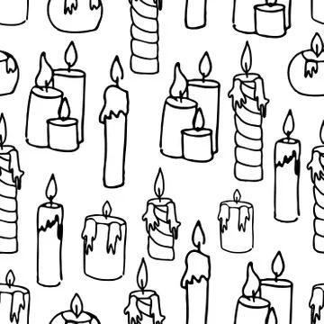 Linear ?andles Hand drawn background 스톡 일러스트