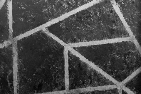 Linear angular geometric pattern of painted building wall Foto stock