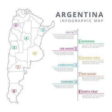 Linear argentina map infographic Illustrazione stock