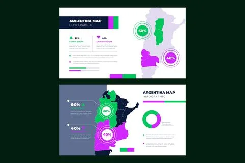 Linear argentina map infographic Stock Illustration