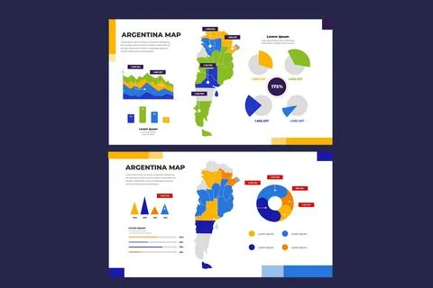 Linear argentina map infographic Stock Illustration