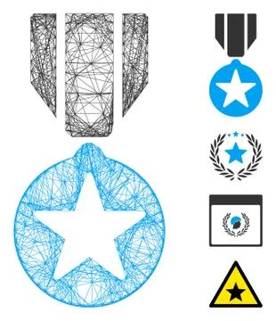 Linear Army Star Award Vector Mesh 스톡 일러스트