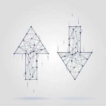 Linear arrow abstract logo, connected segments of lines. Vector wire business 스톡 일러스트