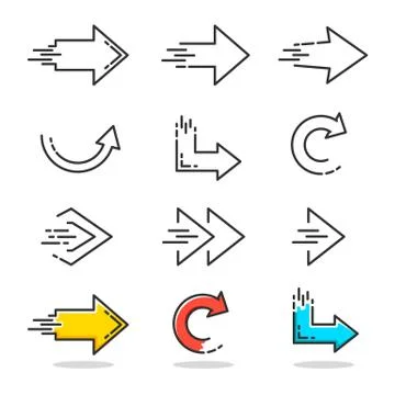 Linear arrow icons Stock Illustration