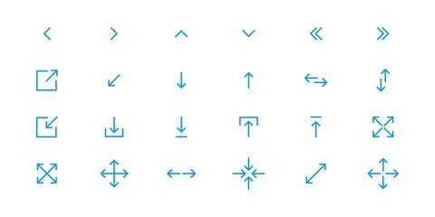 Linear Arrows icons set. Isolated symbols collection such as load, share, s.. Illustrazione stock