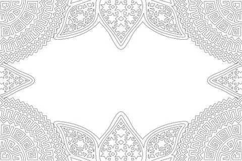 Linear art for coloring book with abstract border Stock Illustration