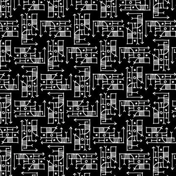 Linear art drawing composition black and white pattern Illustrazione stock