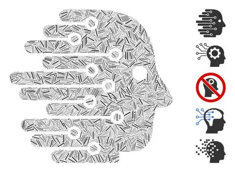 Linear Artificial Intelligence Icon Vector Mosaic Illustrazione stock