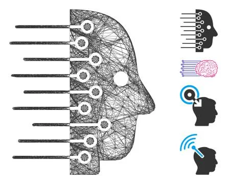 Linear Artificial Intelligence Vector Mesh Illustrazione stock
