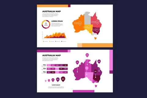 Linear australia map infographic Stock Illustration