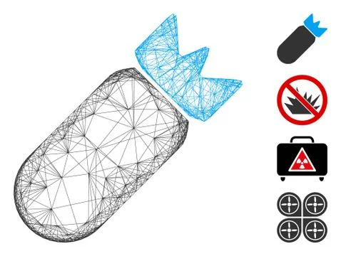 Linear Aviation Bomb Vector Mesh Stock Illustration