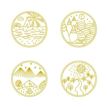 Linear badges and logo イラスト素材