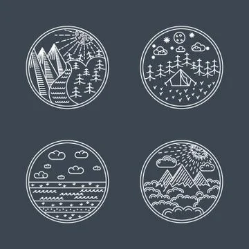 Linear badges and logo イラスト素材