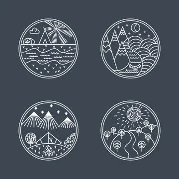Linear badges and logo イラスト素材