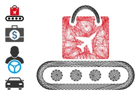 Linear Baggage Conveyor Vector Mesh Stockillustratie