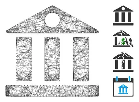 Linear Bank Building Vector Mesh Ilustración de archivo