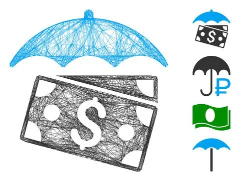 Linear Banknotes Umbrella Vector Mesh 스톡 일러스트