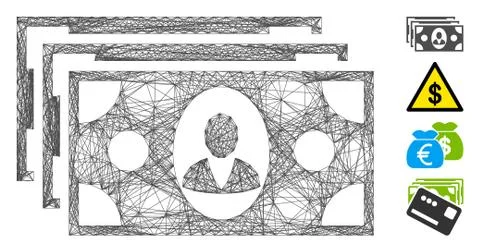 Linear Banknotes Vector Mesh Stock Illustration