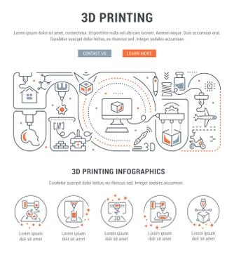 Linear Banner of 3D Printing. Stock Illustration