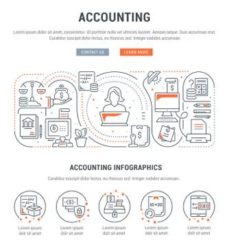 Linear Banner of Accounting. Stock Illustration