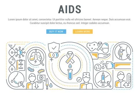 Linear Banner of AIDS. Stock Illustration