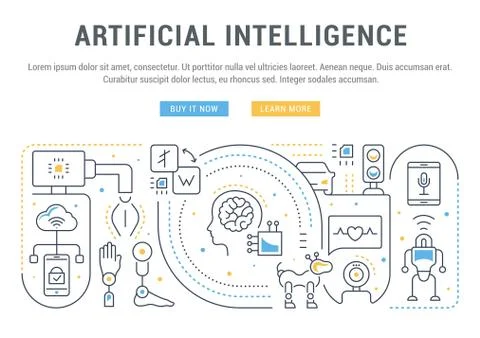 Linear Banner of Artificial Intelligence. Stock Illustration