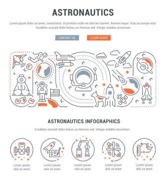 Linear Banner of Astronautics. Stock Illustration