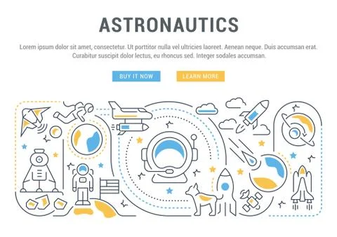 Linear Banner of Astronautics. Stock Illustration