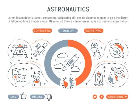 Linear Banner of Astronautics. Stock Illustration
