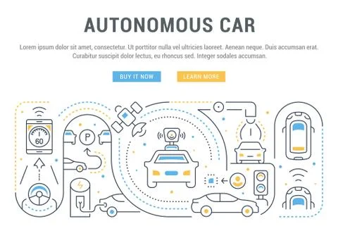 Linear Banner of Autonomous Car. Stock Illustration