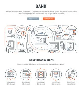 Linear Banner of Bank. Stock Illustration