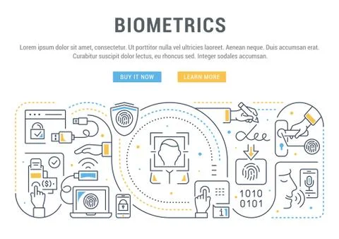 Linear Banner of Biometrics. Stock Illustration