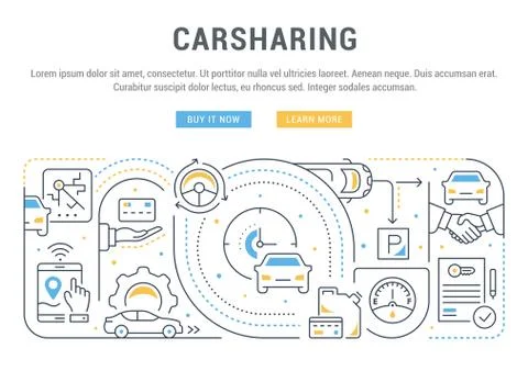 Linear Banner of Carsharing. Illustrazione stock