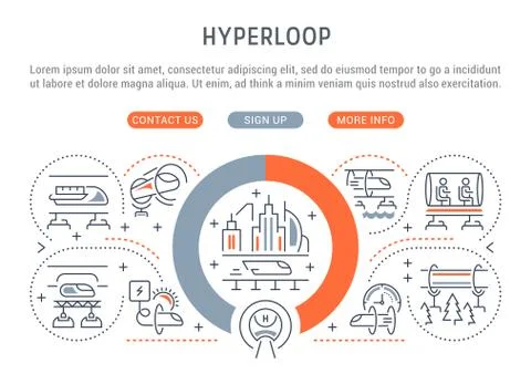 Linear Banner of Hyperloop. Stock Illustration