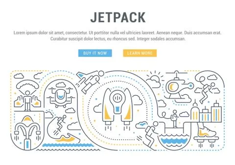 Linear Banner of Jetpack. 스톡 일러스트