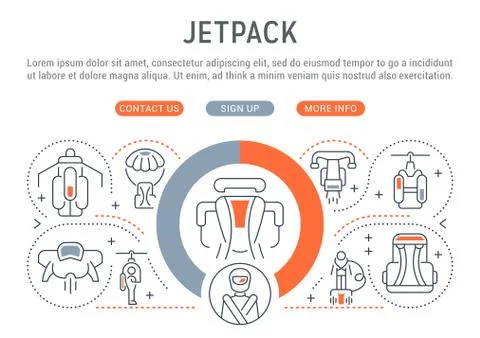 Linear Banner of Jetpack. Stock Illustration