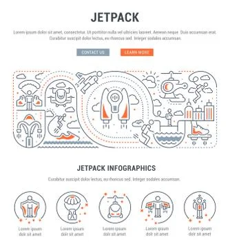 Linear Banner of Jetpack. 스톡 일러스트