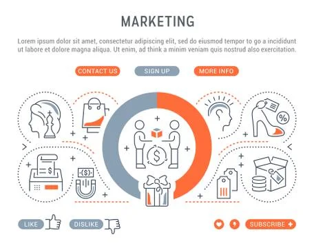 Linear Banner of Marketing. Stock Illustration