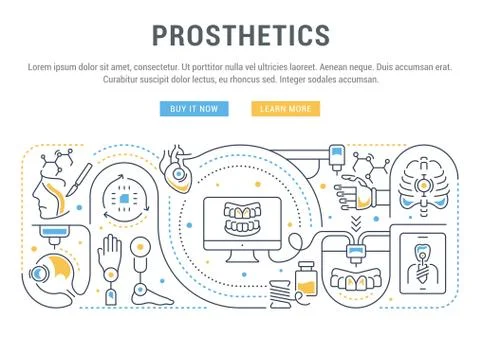 Linear Banner of Prosthetics. 스톡 일러스트