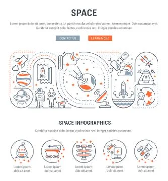 Linear Banner of Space. Stock Illustration