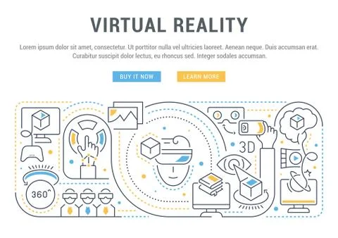 Linear Banner of the Virtual Reality. Stock Illustration