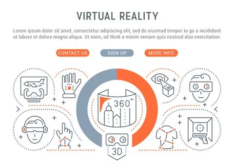 Linear Banner of the Virtual Reality. Stock Illustration
